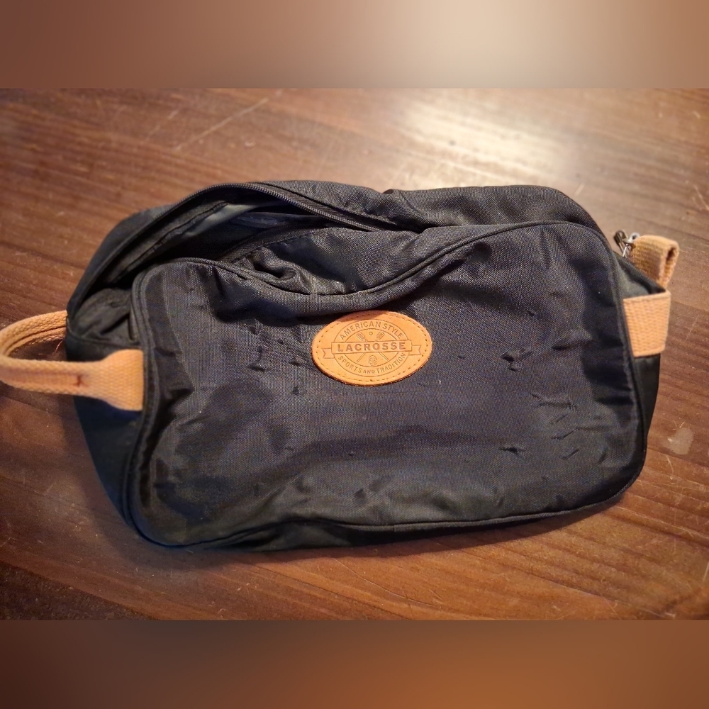 LaCrosse Black Toiletry Bag with Tan Accents